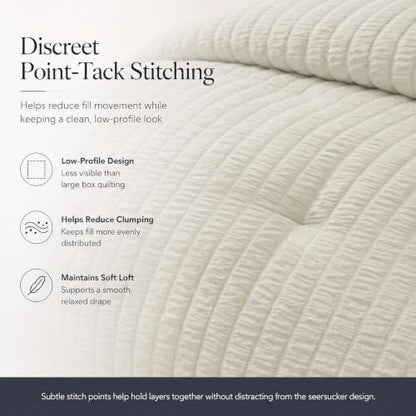 CozyLux California King Comforter Set, Oatmeal Seersucker Bed in a Bag