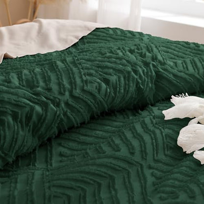 Andency Emerald Green Full Size Comforter Set, 3 Pieces Boho Bedding