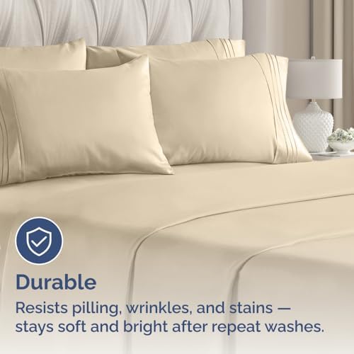 King Pillow Cases Set of 6 - Ultra Soft Cozy Pillowcase Covers - Cream