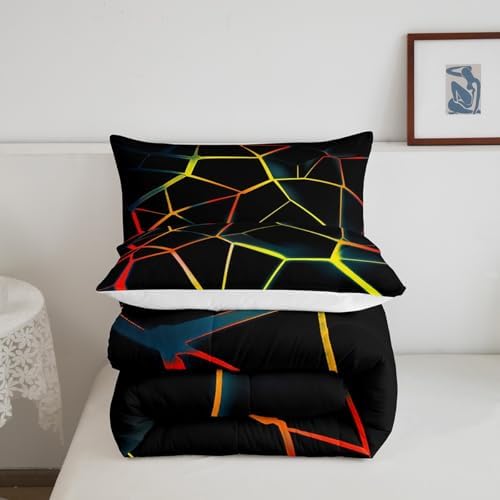 Feelyou Honeycomb Comforter Set Yellow Stereoscopic Honeycomb Comforter for Kids Boys Girls y2k Hexagonal Bedding Set Beehive Hexagon Duvet Set Simplistic Room Decor Quilt Twin Size Boys