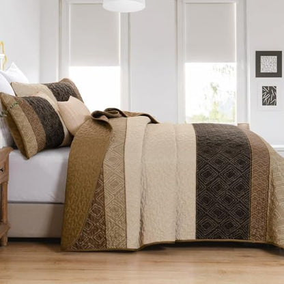 Cottolester Twin Quilt Set for Dorm Bedding,2 pcs Summer Striped Bedspread