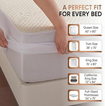 Luxury Waterproof Organic Mattress Protector King Size - Organic Cotton Breathable Mattress Pad Cover - Premium 380GSM 3D Air Fabric - Deep Pocket - Jersey Cotton Skirt - Fitted Design