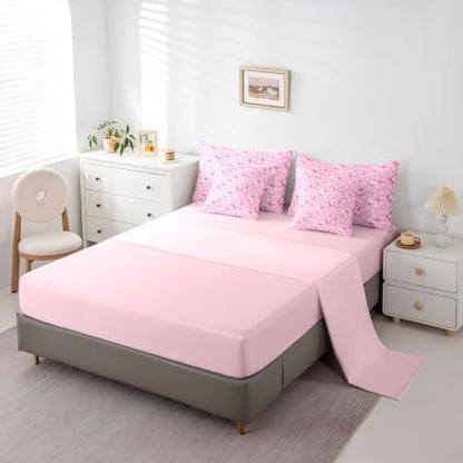 Erosebridal Pink Leopard 7 Piece Bedding Set Twin Size for Girls 67 Number Print Kids Comforter Set Cute Girly Six Seven Bed in A Bag African Cheetah Print Trendy Fashion Bed Set