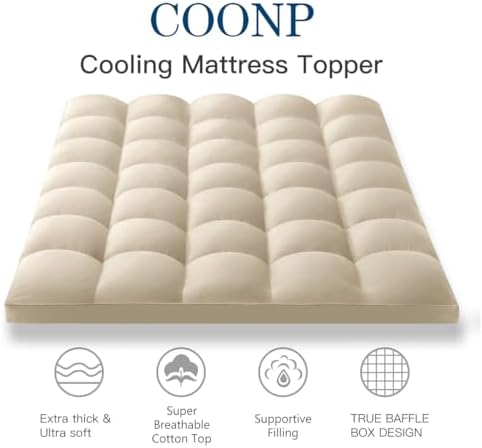 COONP Queen Mattress Topper, Extra Thick Pillow Top Mattress Pad Cover