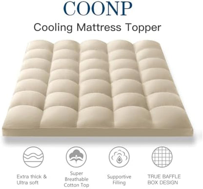 COONP Queen Mattress Topper, Extra Thick Pillow Top Mattress Pad Cover