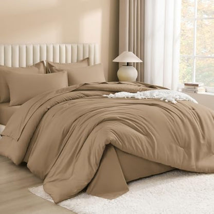 Litanika Taupe Super King Plus Comforter with Sheets - 7 Pcs Bed in a Bag