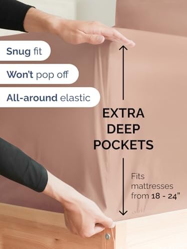 CGK Linens Extra Deep Queen Fitted Sheet - Fitted Sheet Only - Mauve