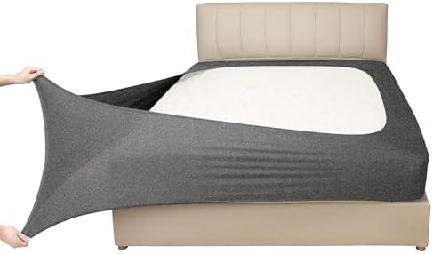Stretch Jersey Box Spring Cover Wrap Around, Bed Skirt Alternative, Ultra Soft & Wrinkle Resistant, Full/Full XL, Heather Gray