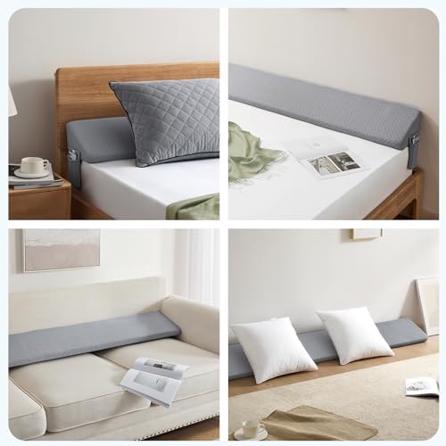 Homemate Full Size（54"x10"x6"） Bed Wedge Pillow for Headboard - Upgraded Bed Gap Filler Full Between Mattress and Headboard - Pillow Wedge for headboard Gap - Grey