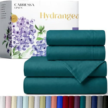 Carressa Linen 600 Series Queen Size Sheets Set, 16" Deep Pocket, Teal
