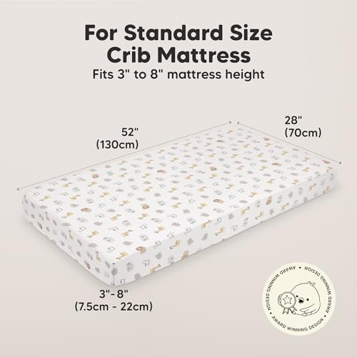 KeaBabies 2pk Organic Cotton Crib Sheets for Boys Girls 52x28, KeaSafari
