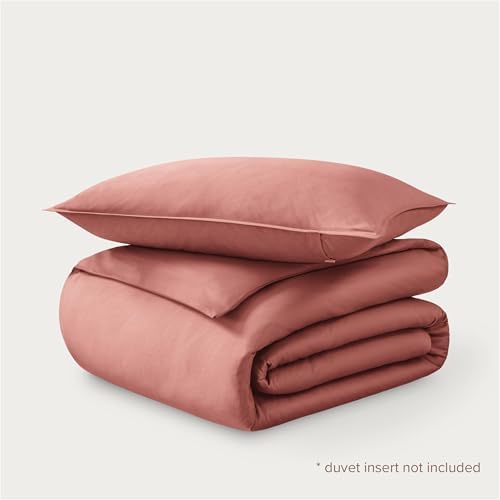 Bare Home 100% Organic Sateen Duvet Cover Set (Twin/Twin XL, Dusty Rose)