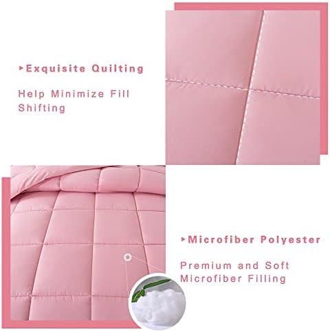 DOWNCOOL King Size Comforter Set -All Season Bedding Comforters Sets with 2 Pillow Cases -3 Pieces Bed Set Down Alternative King Bedding Set -Pink King Comforter Set(102"x90")