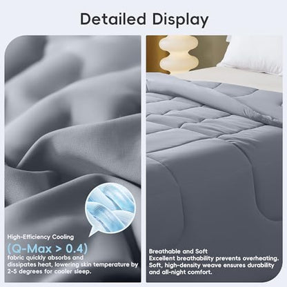 SameBed Cooling Comforter King/Cali King Size, Summer Blanket for Hot Sleepers, Lightweight Comforter for Night Sweats, Double-Sided Breathable Cooling Beddings (Dark Grey, 108"*90")
