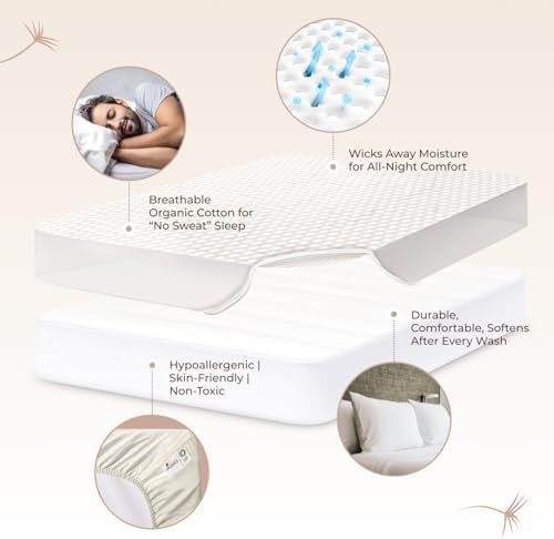 Whisper Organics 100% Cotton Organic Quilted Mattress Pad Protector