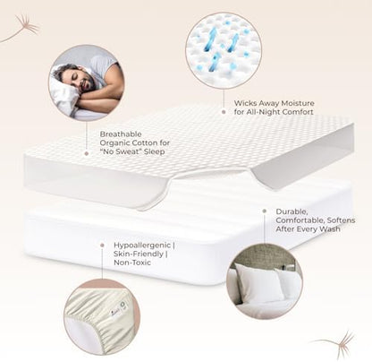 Whisper Organics 100% Cotton Organic Quilted Mattress Pad Protector
