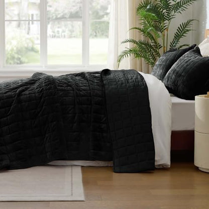 BEDELITE Velvet Quilt Set Queen Size, Luxury Velvet Comforter Bedding