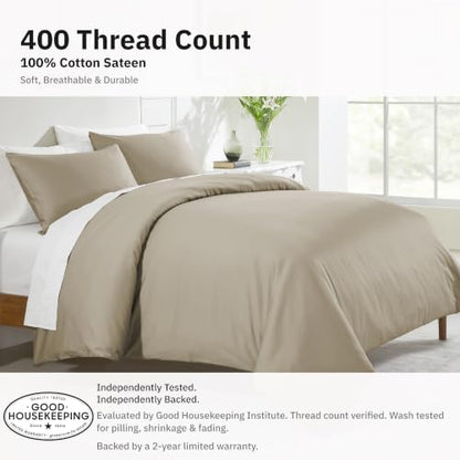California Design Den Luxury Full/Queen Duvet Cover Set, Taupe