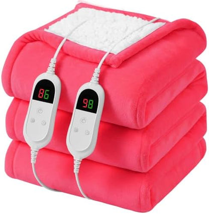 Heated Electric Blanket Queen Size, Dual Control, 84" x 90", Peach