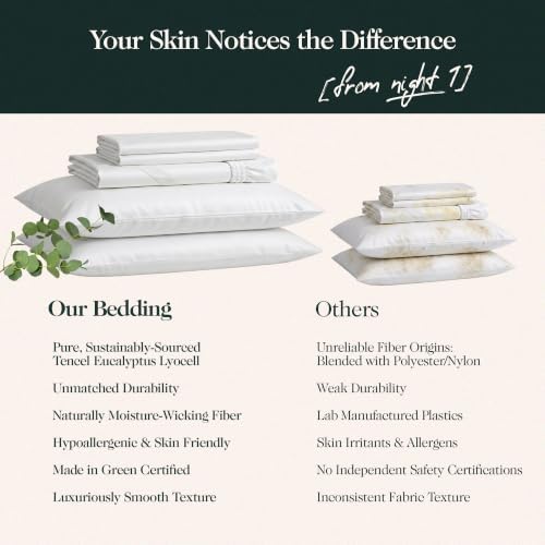 Cooling Tencel Sheets Twin Blend with Egyptian Cotton, 3Pc, White