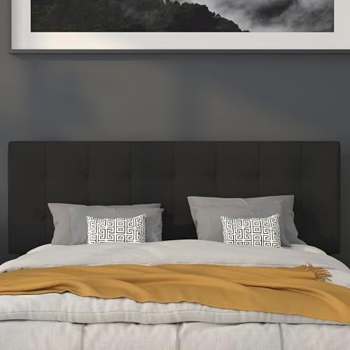 Flash Furniture Queen Tufted Fabric Headboard, Black