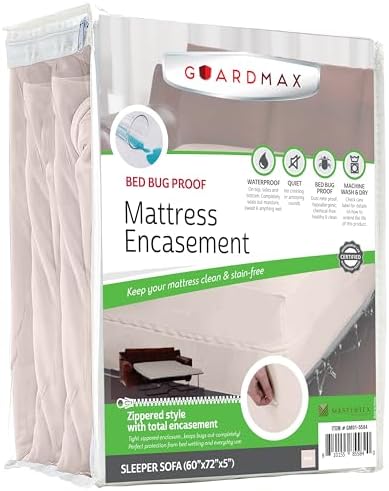 Guardmax Sleeper Sofa Mattress Protector Zippered, Bed Bug Mattress Cover