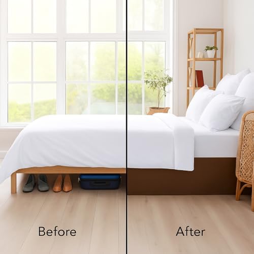 Mattress-Homes Luxury Box Pleated Bed Skirt Split Corners Platform Style Easy Fit Fade & Wrinkle Resistant with Tailored Drop 10 Inch (Twin, Chocolate)