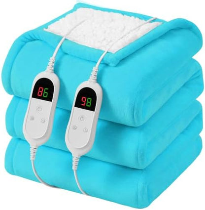 Heated Electric Blanket King Size, Dual Control, 90" x 100", Teal
