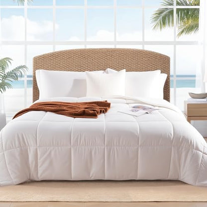NEXHOME PRO Viscose from Bamboo Super King Comforter, Cooling Lightweight White Natural Organic Duvet Insert, Summer Bedding Blanket Cool Comforters for Hot Sleepers, 8 Corner Tabs(98"x 120")