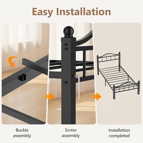 Metal Twin Bed Frame with Headboard