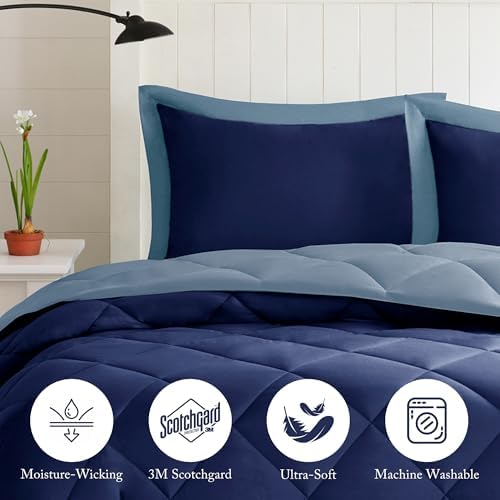 Madison Park Larkspur Comforter Set, Twin/Twin XL, 2 Piece, Navy/Light Blue