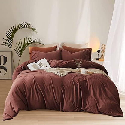 Wellboo Brick Red Comforters California King Solid Dark Rust Red Bedding Sets Cal King Women Purplish Red Quilts Soft Modern Plain Blackish Red Warm Comforters Pure Dark Red Blankets Brown Red Bedding