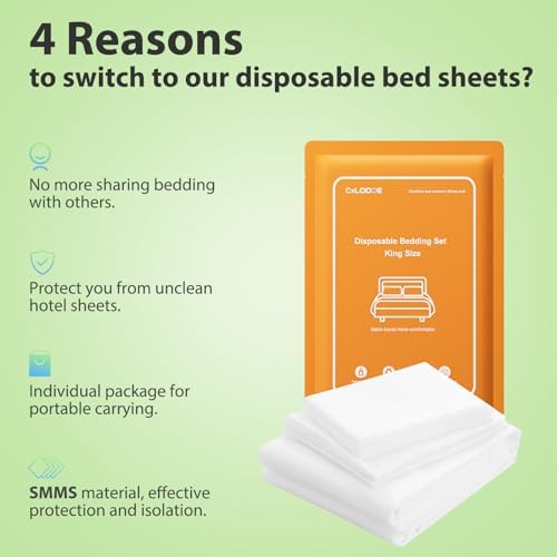 2 Pack Disposable Bed Sheet King Size, Disposable Travel Sheet for Hotel
