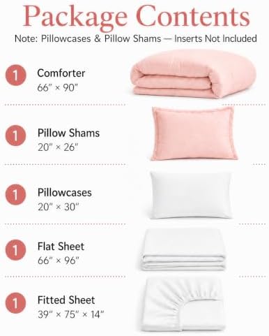 weigelia Pink Twin Comforter Set with Sheets - 5 Pieces Bed in a Bag Twin