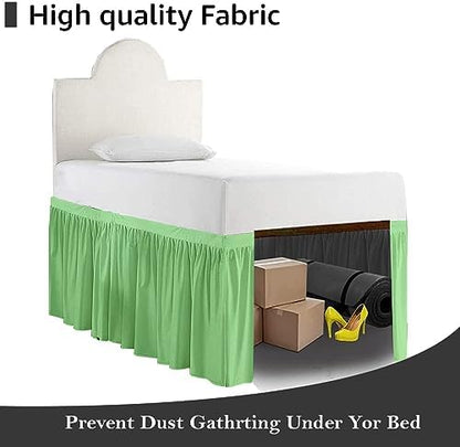 Full XL 40" Inch Drop Long Dorm Bed Skirt, Ruffled Pattern College Dorm Room Bed Skirts, Split Corner, Easy Care, No Wrinkle Microfiber Bed Skirt