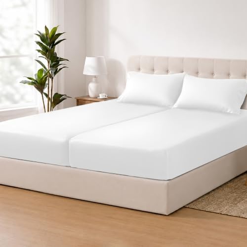 ACCURATEX Cooling Sheets for Hot Sleepers, Split California King Size,White