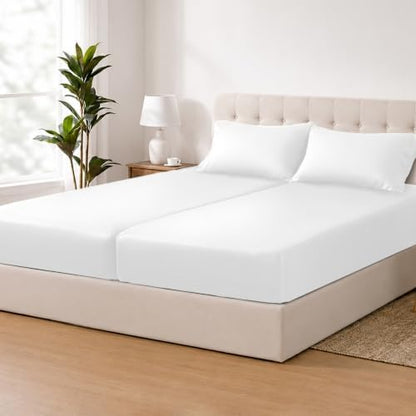 ACCURATEX Cooling Sheets for Hot Sleepers, Split King Size, White