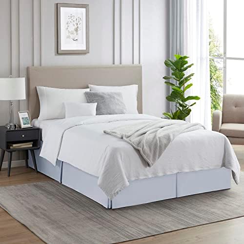 Nestl Ice Blue Bed Skirt King Size - King Bed Skirt 14 Inch Drop - Brushed Microfiber Bed Skirts - Hotel Quality Pleated Bed Skirt - Shrinkage & Fade Resistant