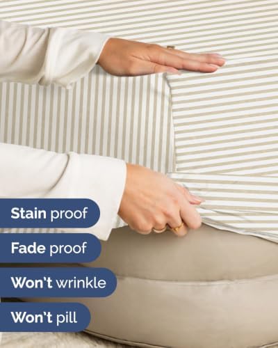 CGK Linens Extra Deep Flex Top Split Head King Fitted Sheet - Beige Stripes