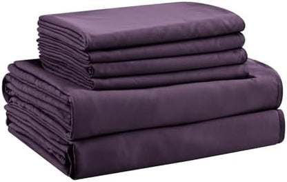 Cal King Size Sheets Set - 6 Piece Luxuriously Soft & Cooling Sheets Cal King Size - Ultra Soft 16" Deep Pocket Cal King Sheet Set - Fitted Sheet & Pillowcase Sets (Cal King Purple)