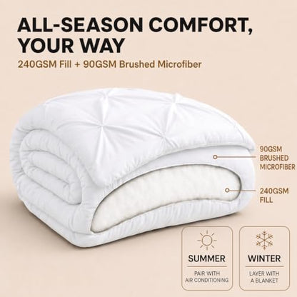HIMEET Full Size Comforter Set White - 7 Pieces Pintuck Bed in a Bag
