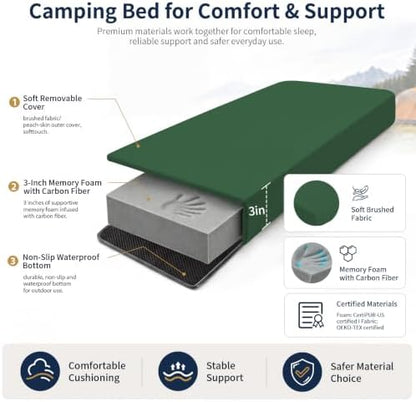 CYMULA Memory Foam Camping Mattress Pad,Sleeping Pad for Camping,Non-Slip Bottom Floor Car Mattress Bed with Retaining Portable Roll up Mattress Pad Mat for Travel Truck Guest Bed Tent