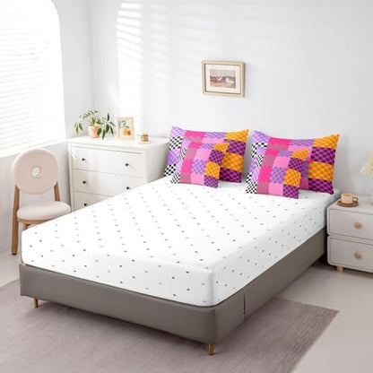 jejeloiu Colorful Plaid Comforter Set with Sheets 7 Piece Twin Size