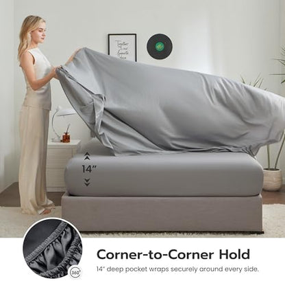 Joiedomi Full Size Comforter Set with Sheets Light Grey, 7 Pieces Full Size Bed Set with 1 Down Alternative Comforter, 1 Flat Sheet, 1 Fitted Sheet, 2 Pillowcases and 2 Pillow Shams, Bed in a Bag