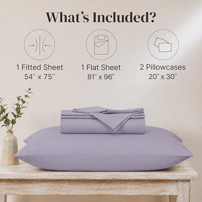 Modern Threads Soft Microfiber Solid Sheets - Luxurious Microfiber Bed Sheets - Includes Flat Sheet, Fitted Sheet with Deep Pockets, & Pillowcases Lilac Marble Full