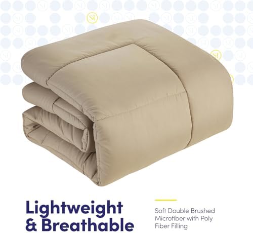 Twin Comforter Set with Sheets - 5-Piece Bedding Collection - 1 Comforter, 1 Fitted Sheet, 1 Flat, 2 Pillowcases - Deep Pocket - Soft & Breathable Premium Quality - Ideal for All Seasons, Taupe