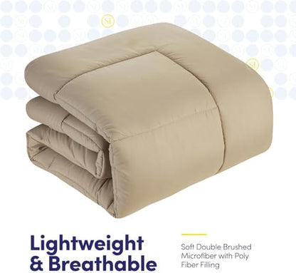 Twin Comforter Set with Sheets - 5-Piece Bedding Collection - 1 Comforter, 1 Fitted Sheet, 1 Flat, 2 Pillowcases - Deep Pocket - Soft & Breathable Premium Quality - Ideal for All Seasons, Taupe