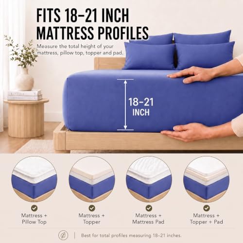 CozyLux Cal King Sheet Set 6-Piece, 21-Inch Deep Pocket, Soft Brushed Feel