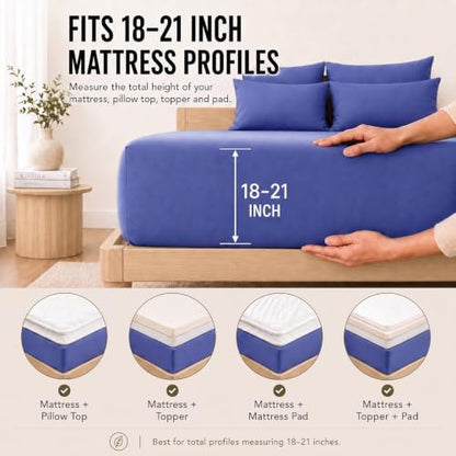 CozyLux Cal King Sheet Set 6-Piece, 21-Inch Deep Pocket, Soft Brushed Feel