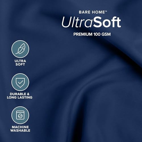 Bare Home Bed-in-A-Bag 7 Piece Set (Full, Dark Blue/Dark Blue)